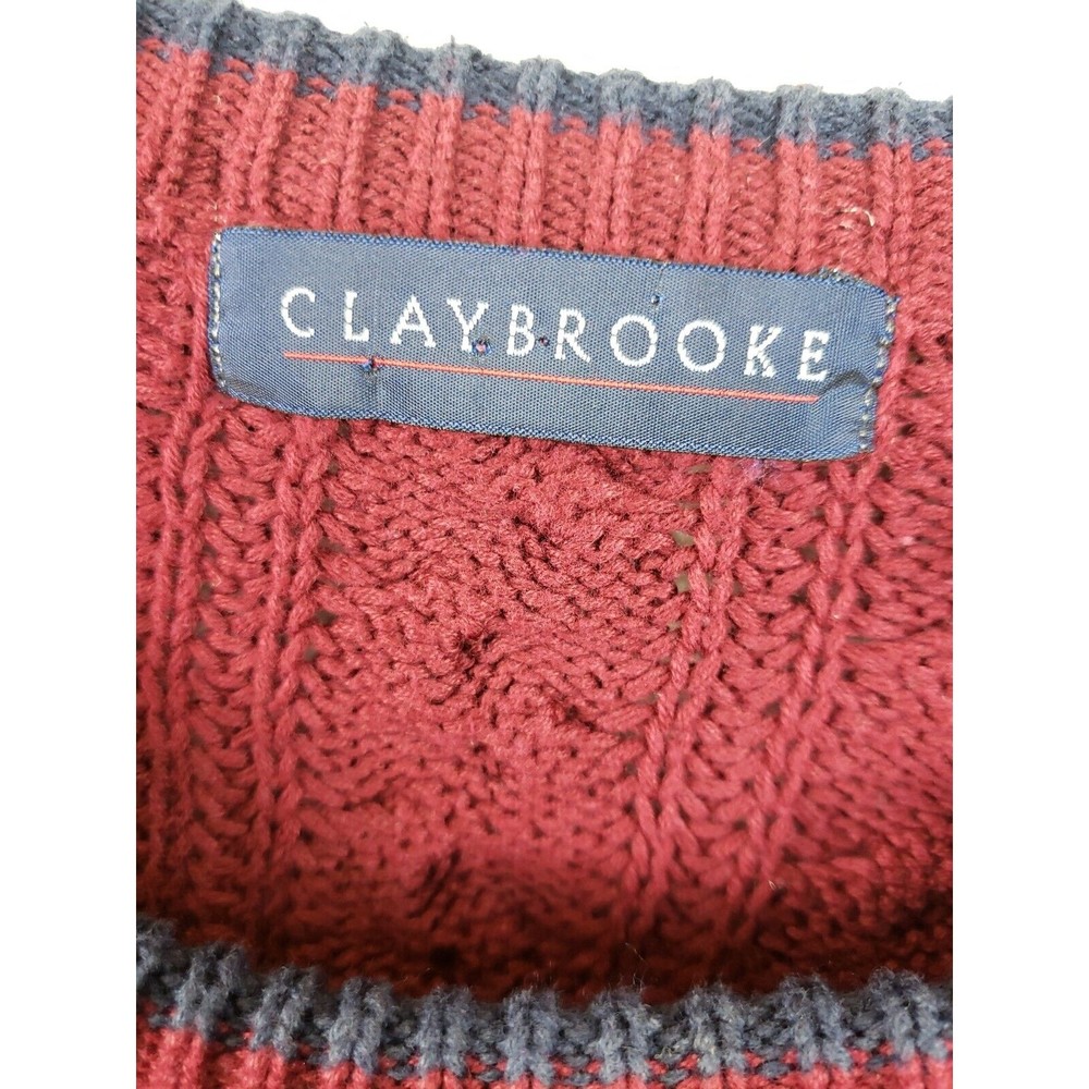 Claybrooke Outdoors Patterned Crew Neck Sweater Size M Burgundy Cotton - Picture 3 of 8
